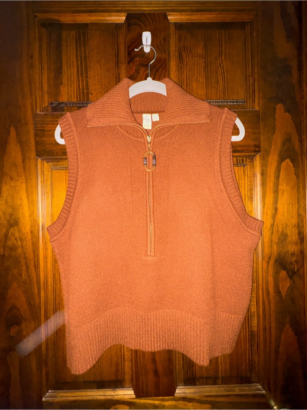 Joie Sleeveless Half-Zip Sweater Vest in Rust/Rusty Brown